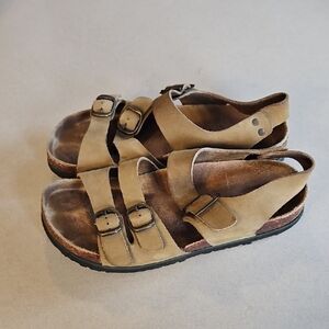 Tan Buckle Strap Sandals Bama